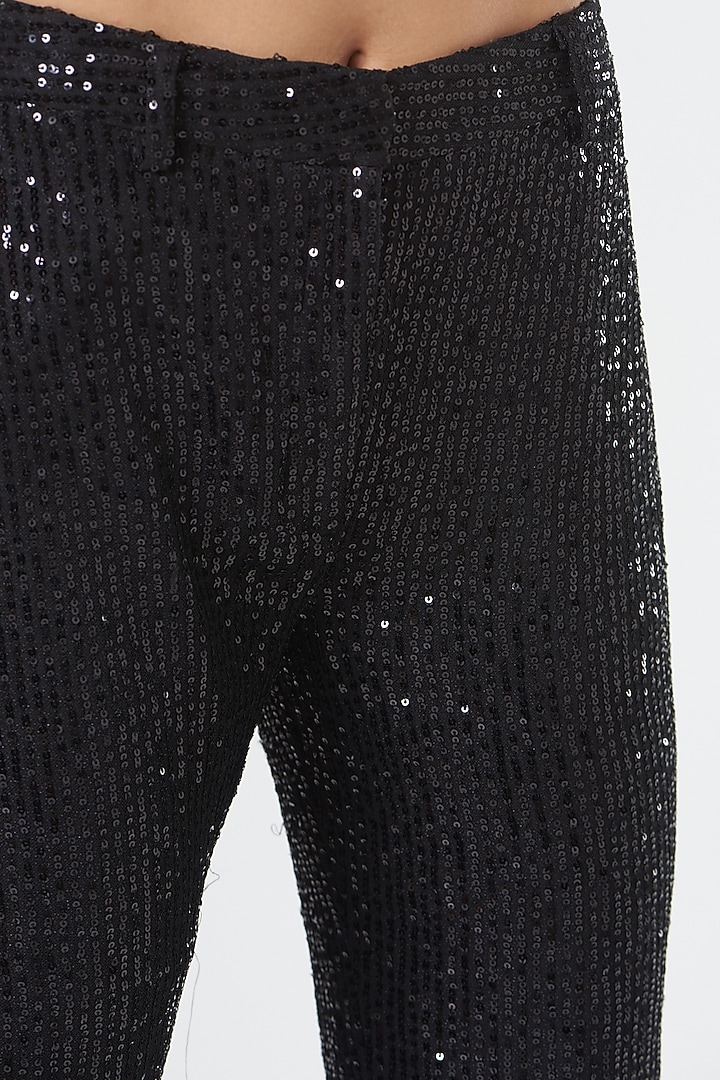 Black Net Embroidered Pants by The Hem'd at Pernia's Pop Up Shop