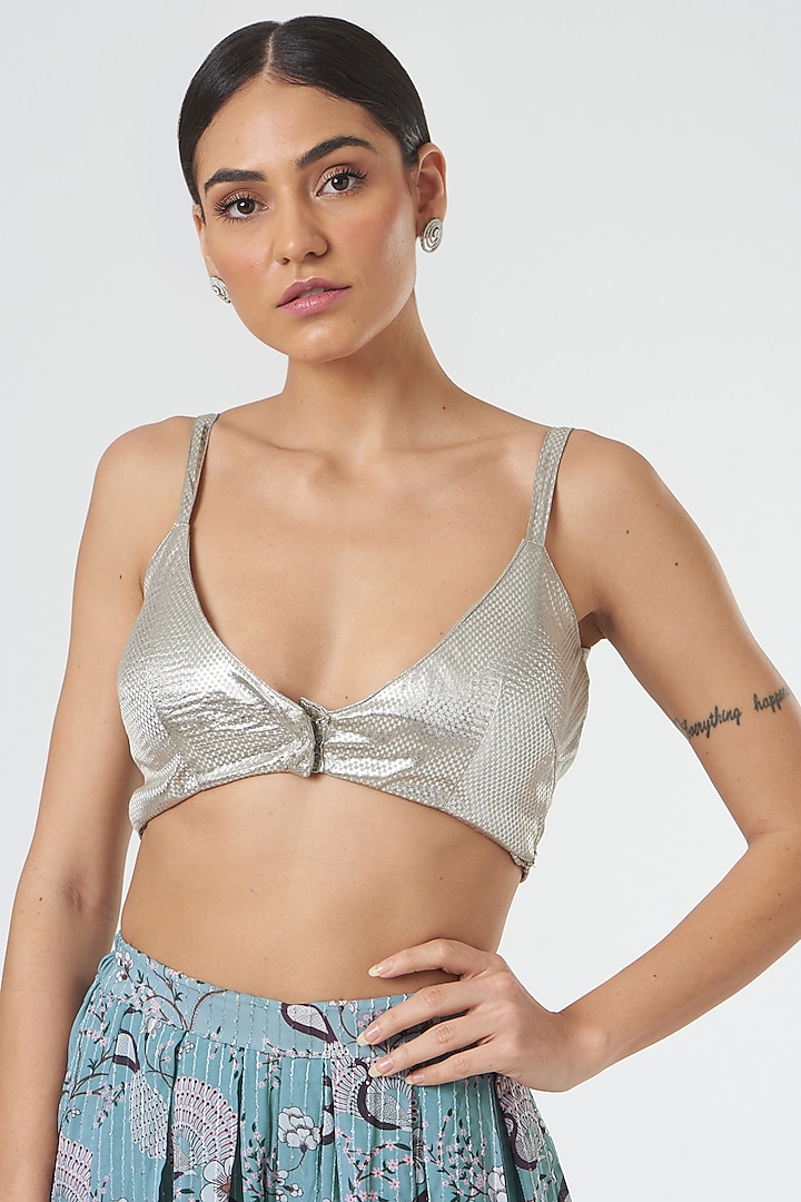 Silver Polyester Blouse by The Hem'd at Pernia's Pop Up Shop