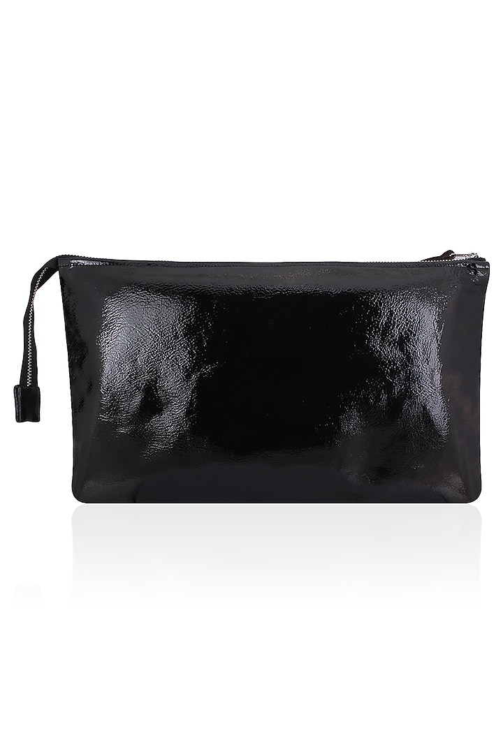Huemn presents Blue and white sequinned leather clutch available only at Pernia's Pop Up Shop.