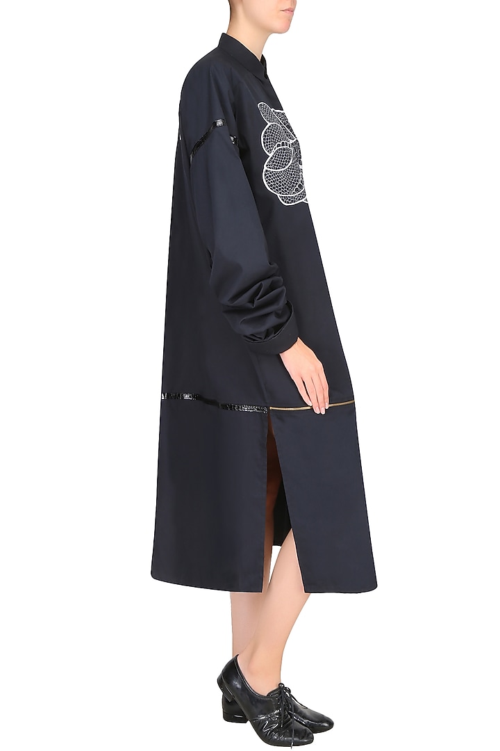 Black snake motif oversized shirt dress available only at Pernia's Pop Up Shop.