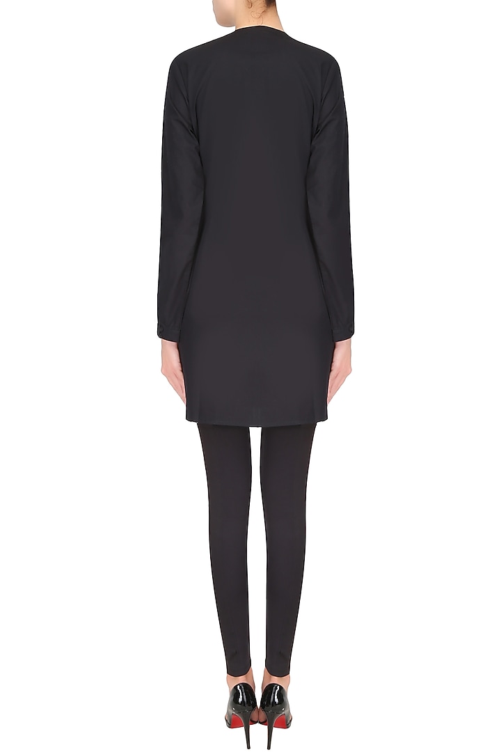 Black handdrawn stripes tunic/ kurta available only at Pernia's Pop Up Shop.
