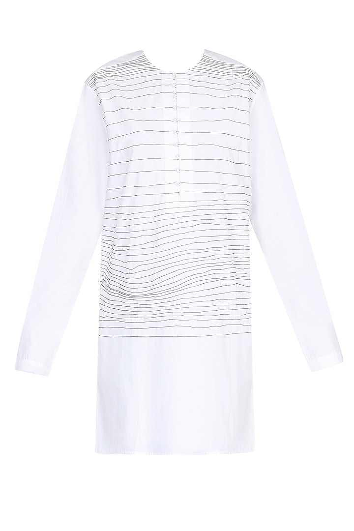 White Handdrawn Stripes Tunic/ Kurta by Huemn Project