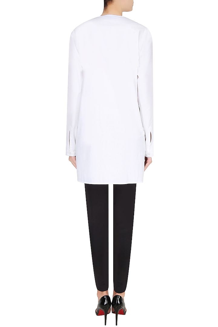 White handdrawn stripes tunic/ kurta available only at Pernia's Pop Up Shop.