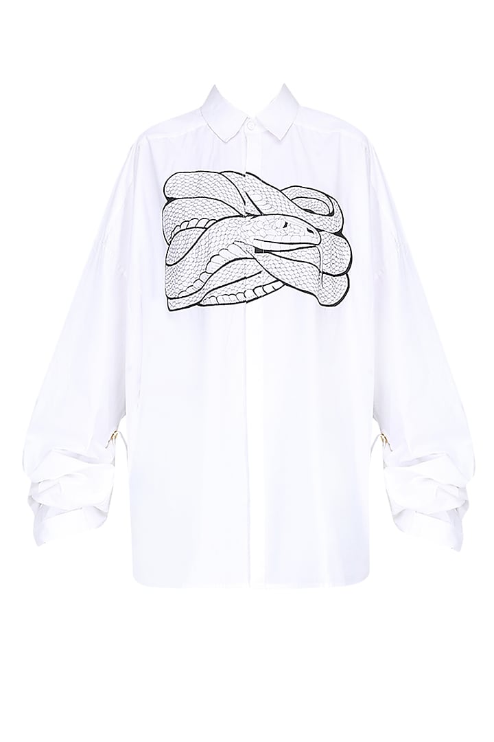 White Snake Motif Oversized Shirt by Huemn Project