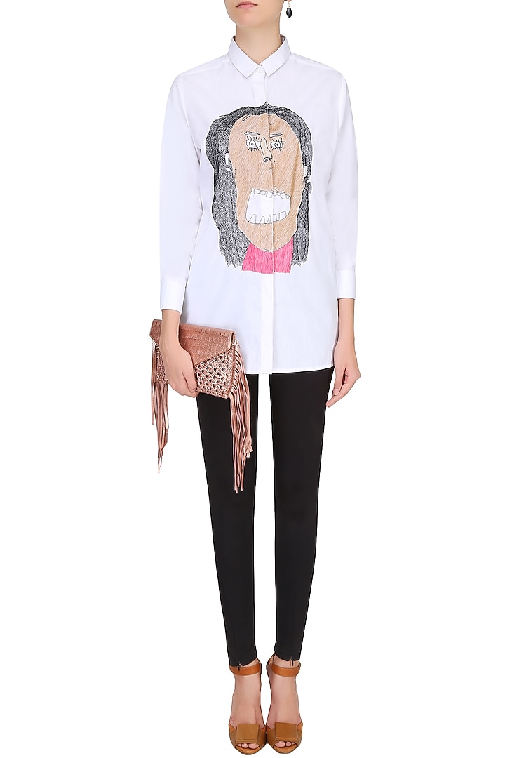 White Boogeyman crayonned shirt available only at Pernia's Pop Up Shop.
