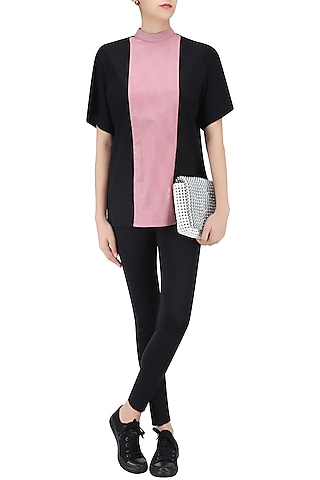 Pink and Black Panelled Gorilla Top by Huemn Project