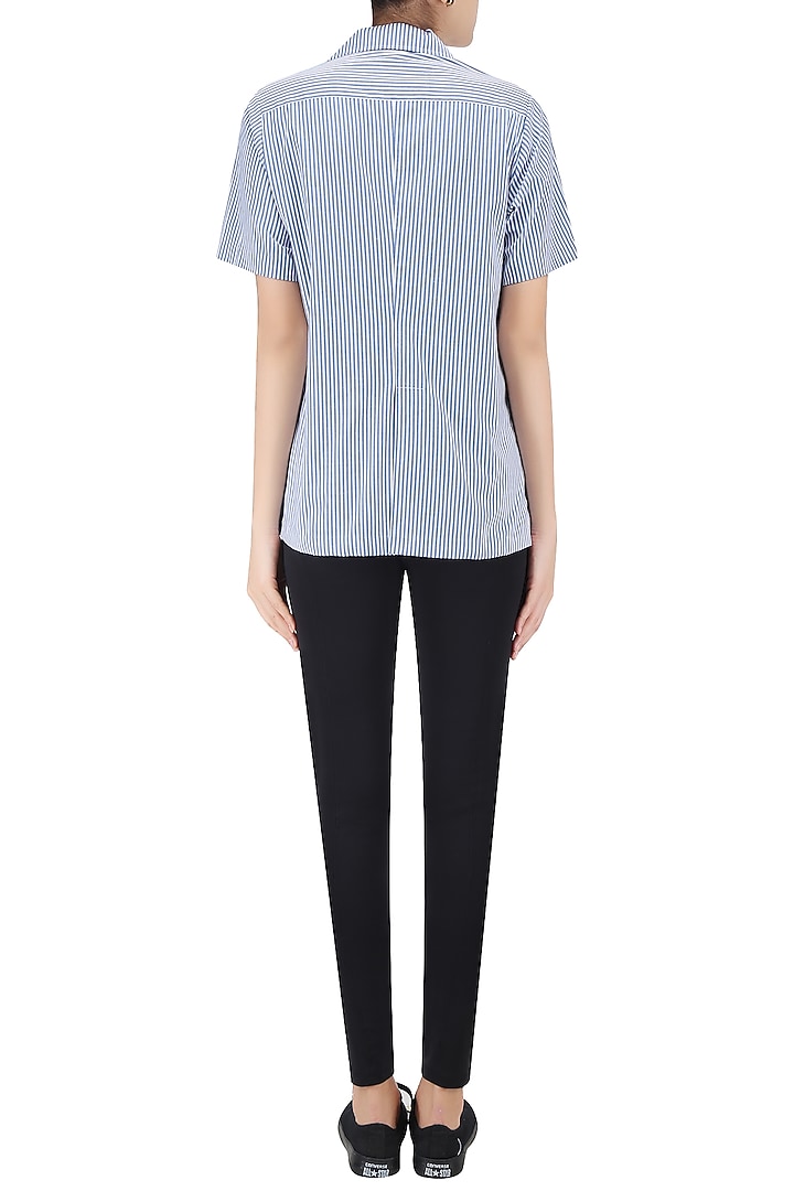 Blue safari button down shirt available only at Pernia's Pop Up Shop.