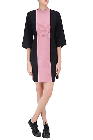 Pink and Black Panelled Gorilla Dress by Huemn Project