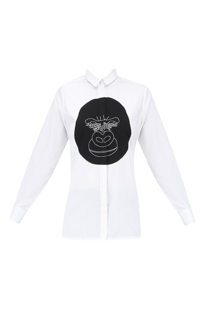 White Gorilla Applique Work Shirt by Huemn Project