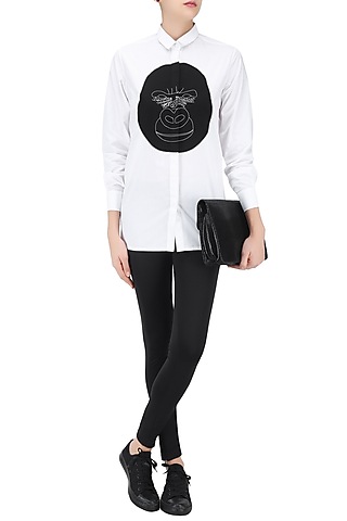 White Gorilla Applique Work Shirt by Huemn Project