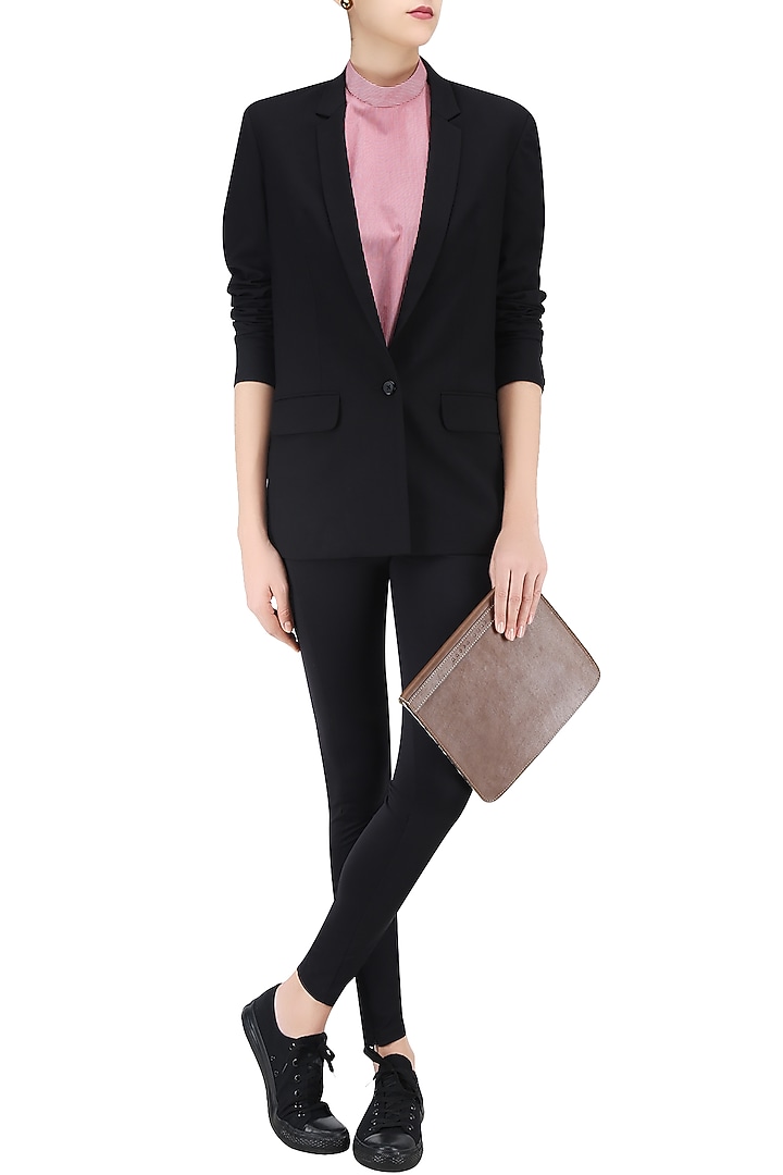Black front open blazer shirt available only at Pernia's Pop Up Shop.