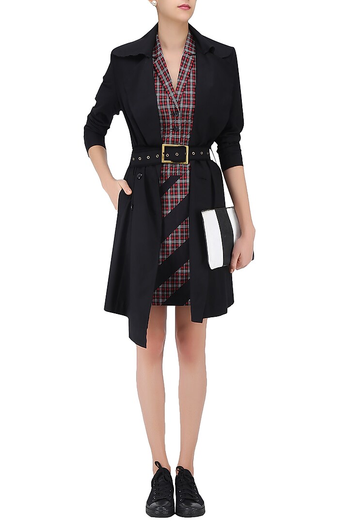 Black overcoat with waistbelt shirt available only at Pernia's Pop Up Shop.