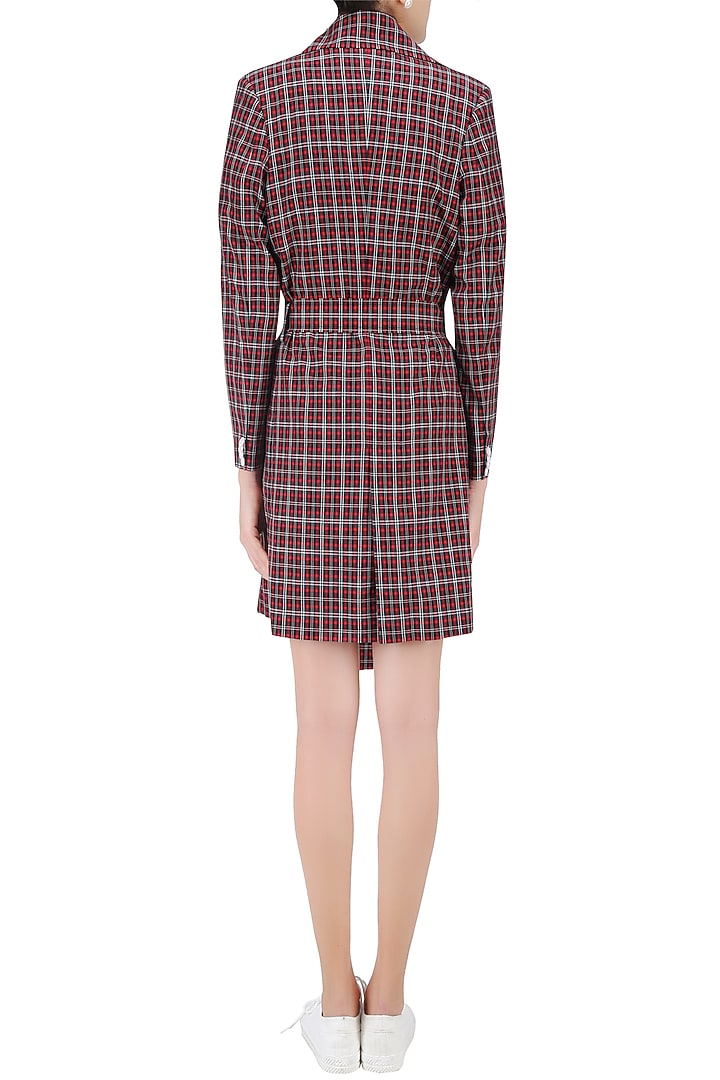 Red and black checkered overcoat shirt available only at Pernia's Pop Up Shop.
