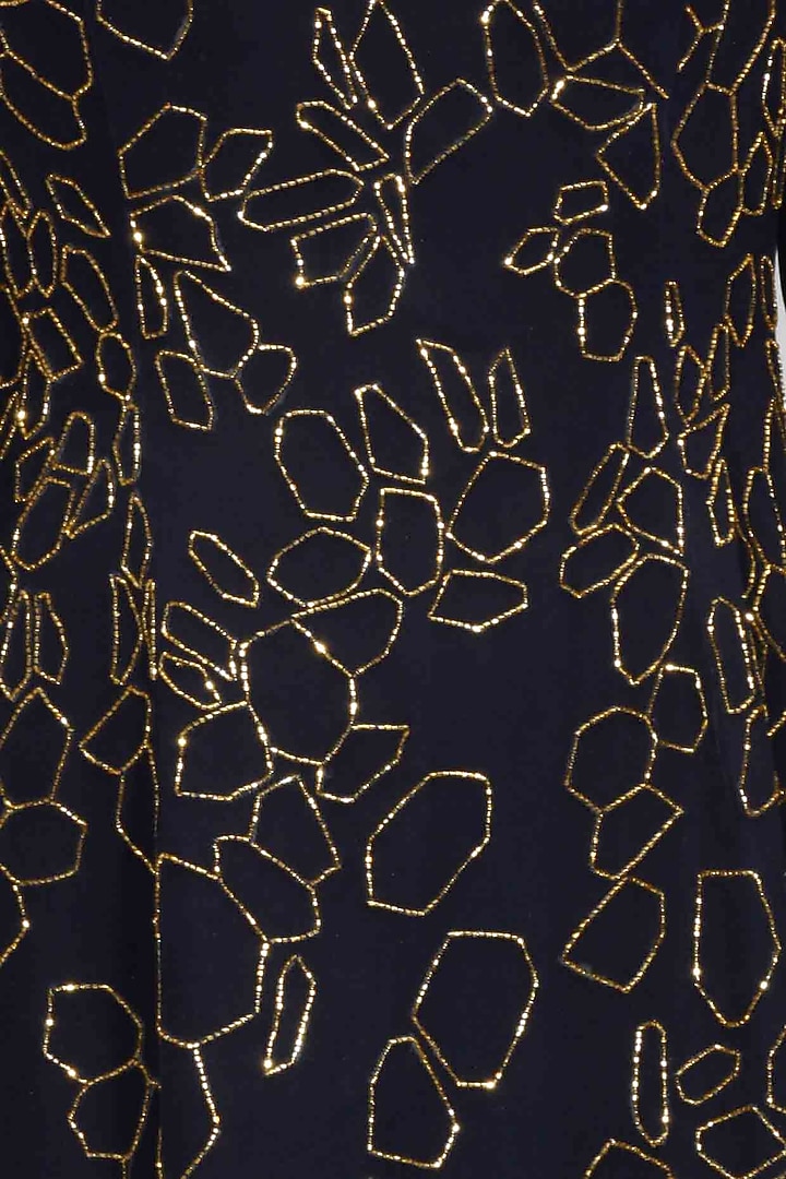 Navy blue silk embellished kardana scales dressavailable only at Pernia's Pop Up Shop.
