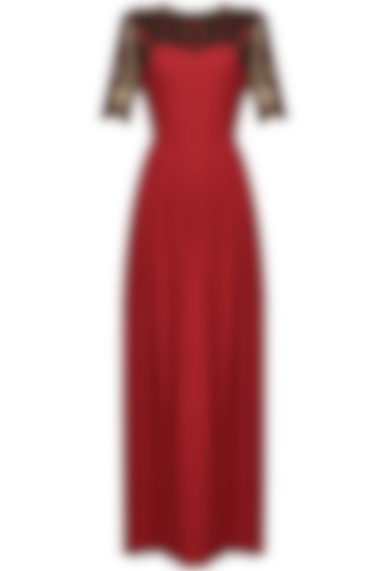 Gold and red snakeskin yoke dress by Lavender
