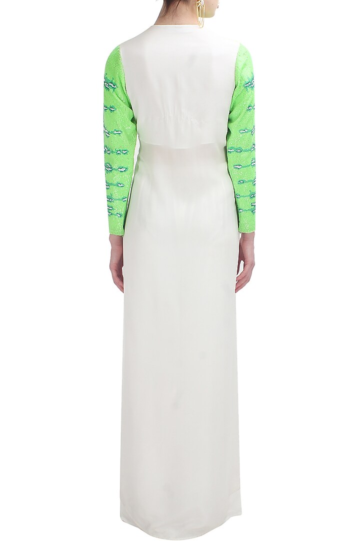 Huemn presents White sequined high low tunic and palazzo pants set available only at Pernia's Pop Up Shop.