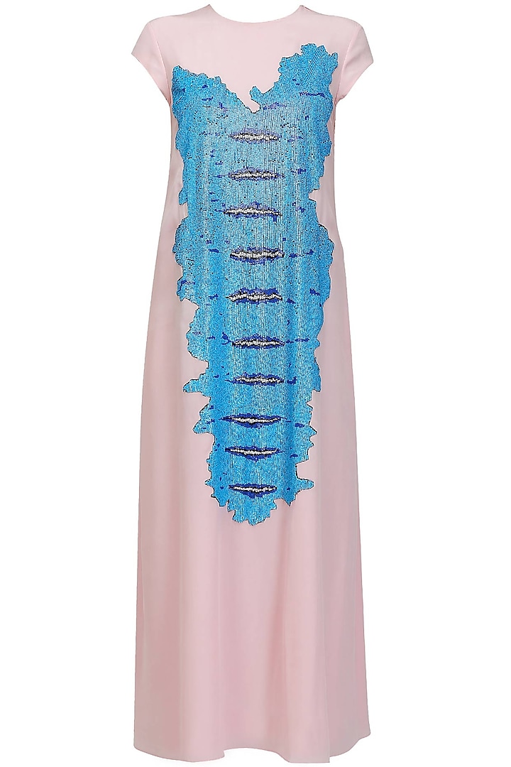 Powder pink and ice snakeskin front tunic by Lavender