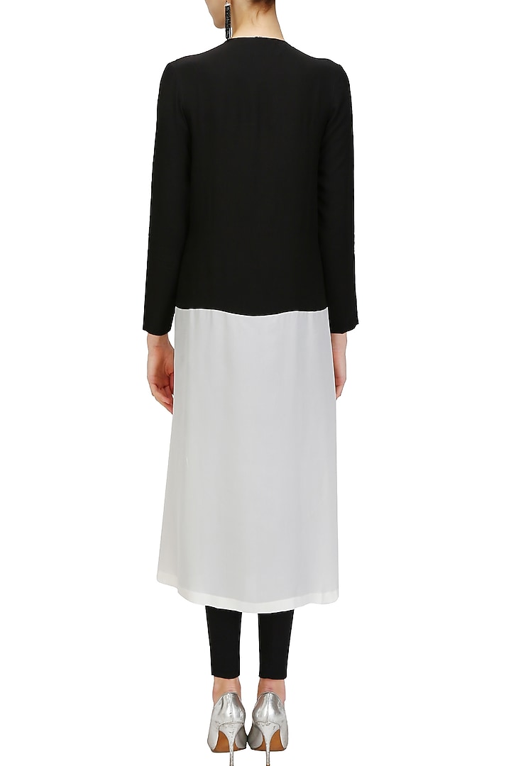 Huemn presents Black and white chevron snakeskin colorblocked tunic available only at Pernia's Pop Up Shop.