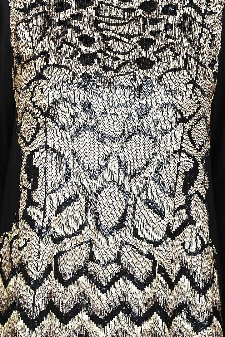 Huemn presents Black and white chevron snakeskin colorblocked tunic available only at Pernia's Pop Up Shop.