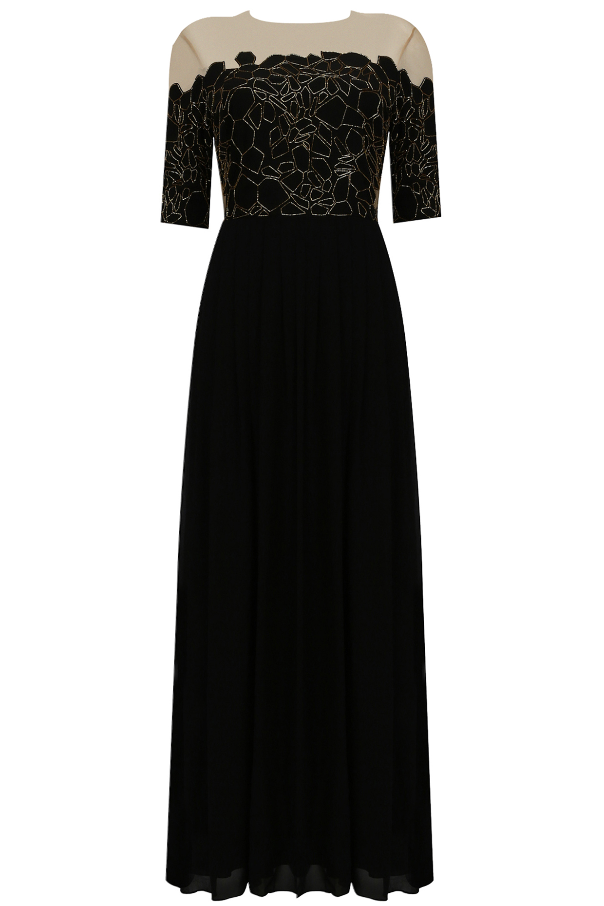 Huemn presents Silk scales gold and black peekaboo gown available only at Pernia's Pop Up Shop.