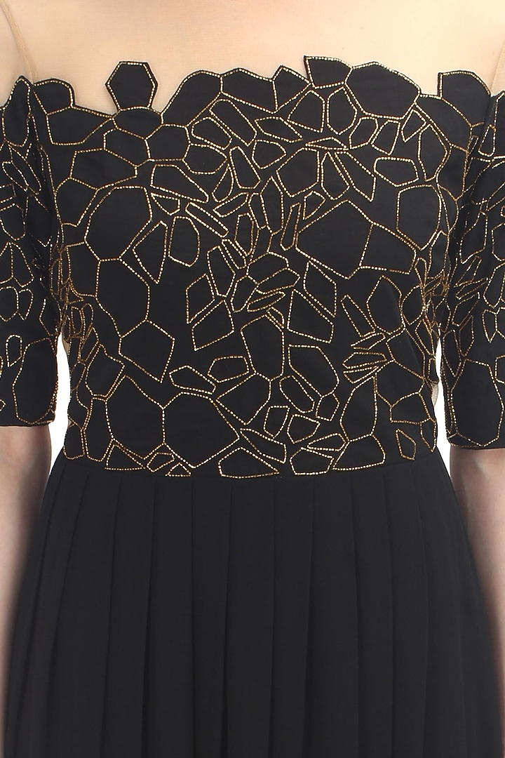 Huemn presents Silk scales gold and black peekaboo gown available only at Pernia's Pop Up Shop.
