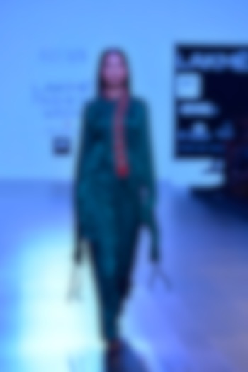 Emerald green and red sequins embroidered snake detail long shirt available only at Pernia's Pop Up Shop.