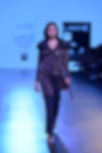 Moss green faux fur zippered long jacket available only at Pernia's Pop Up Shop.
