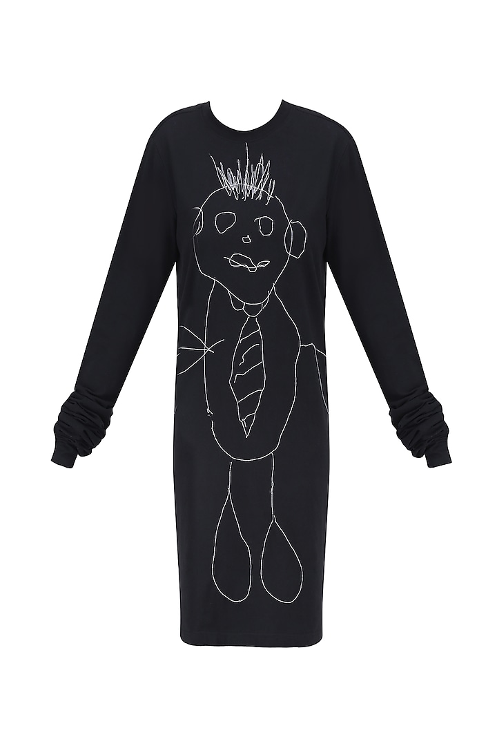 Black Boogeyman Doodle T Shirt Dress by Huemn Project