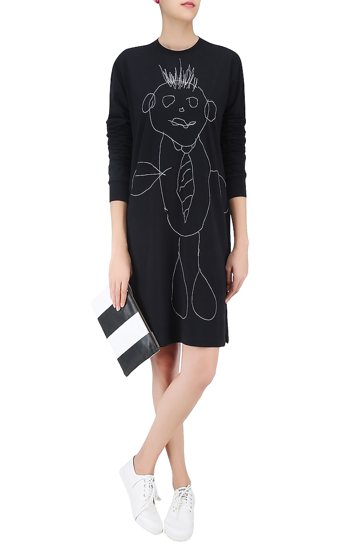 Black boogeyman doodle t shirt dress available only at Pernia's Pop Up Shop.
