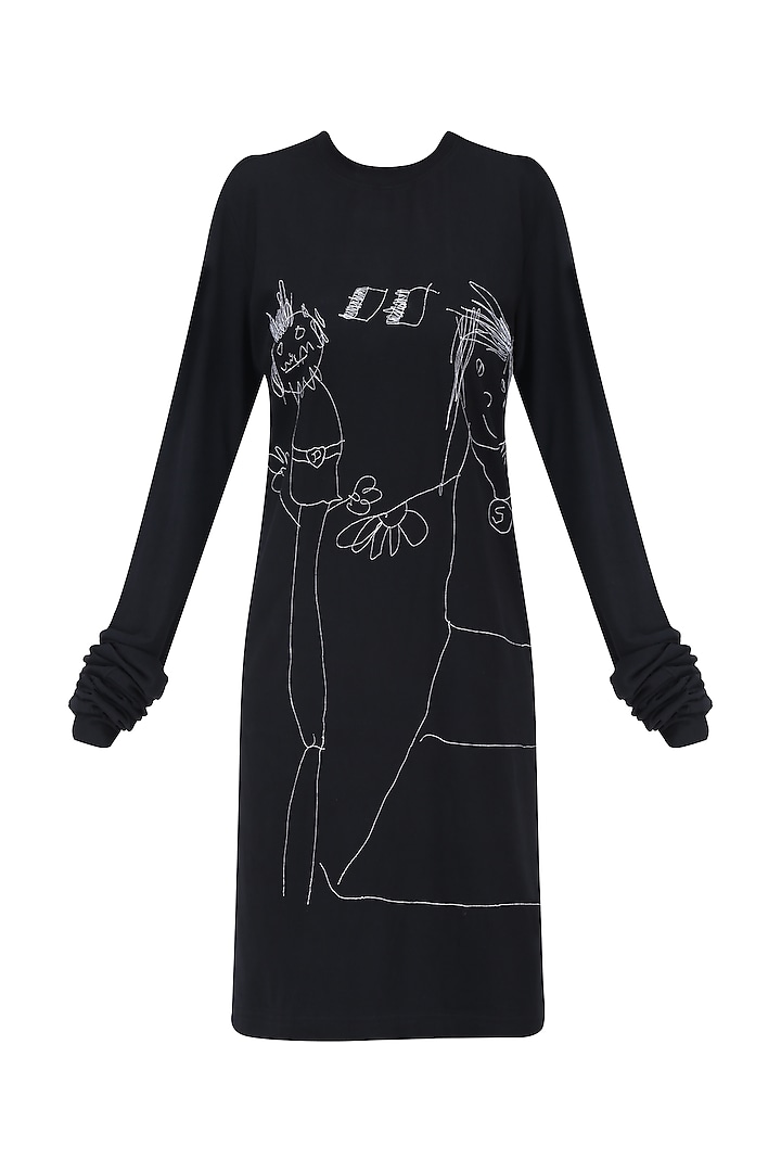 Black Designers Doodle T Shirt Dress by Huemn Project