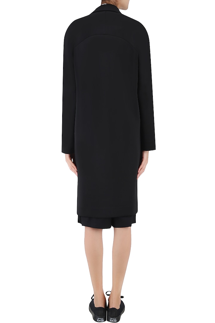 Black oversized neoprene coat shirt available only at Pernia's Pop Up Shop.