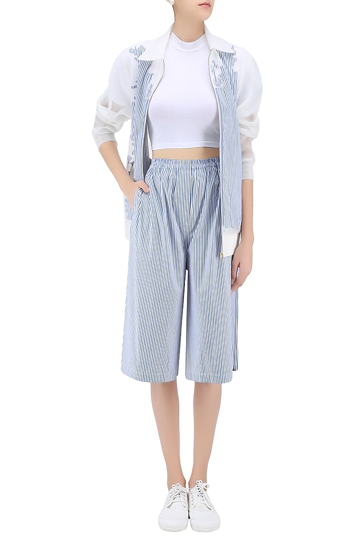 Blue striped culottes shirt available only at Pernia's Pop Up Shop.