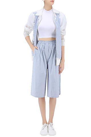 Blue Striped Culottes by Huemn Project