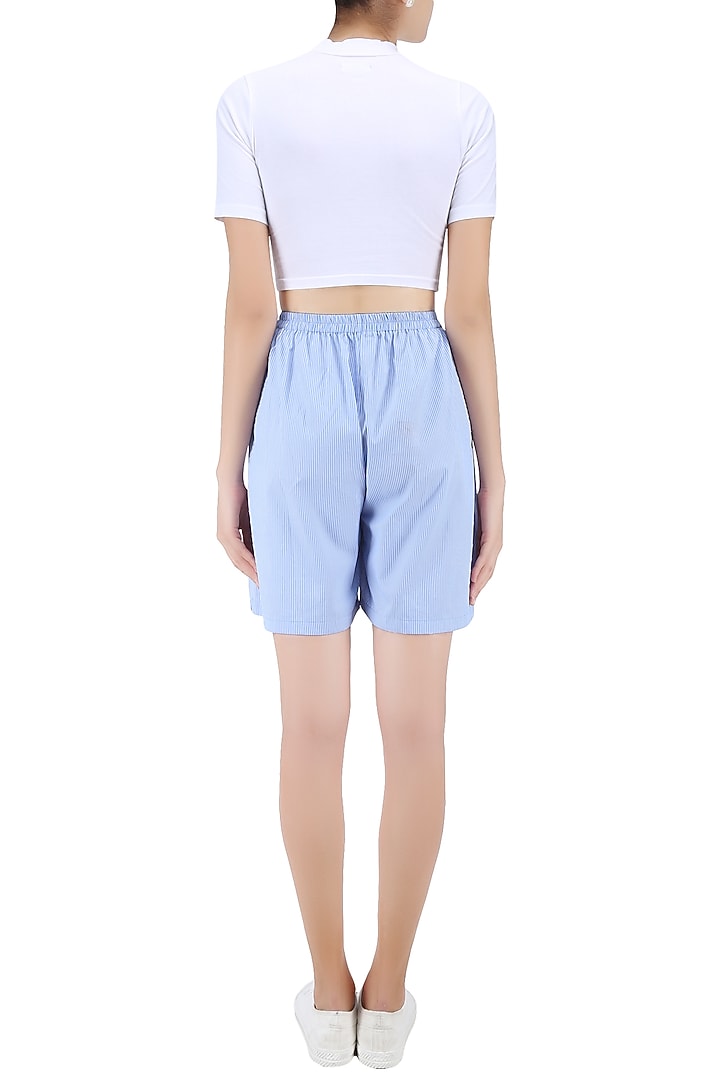 Blue striped shorts shirt available only at Pernia's Pop Up Shop.