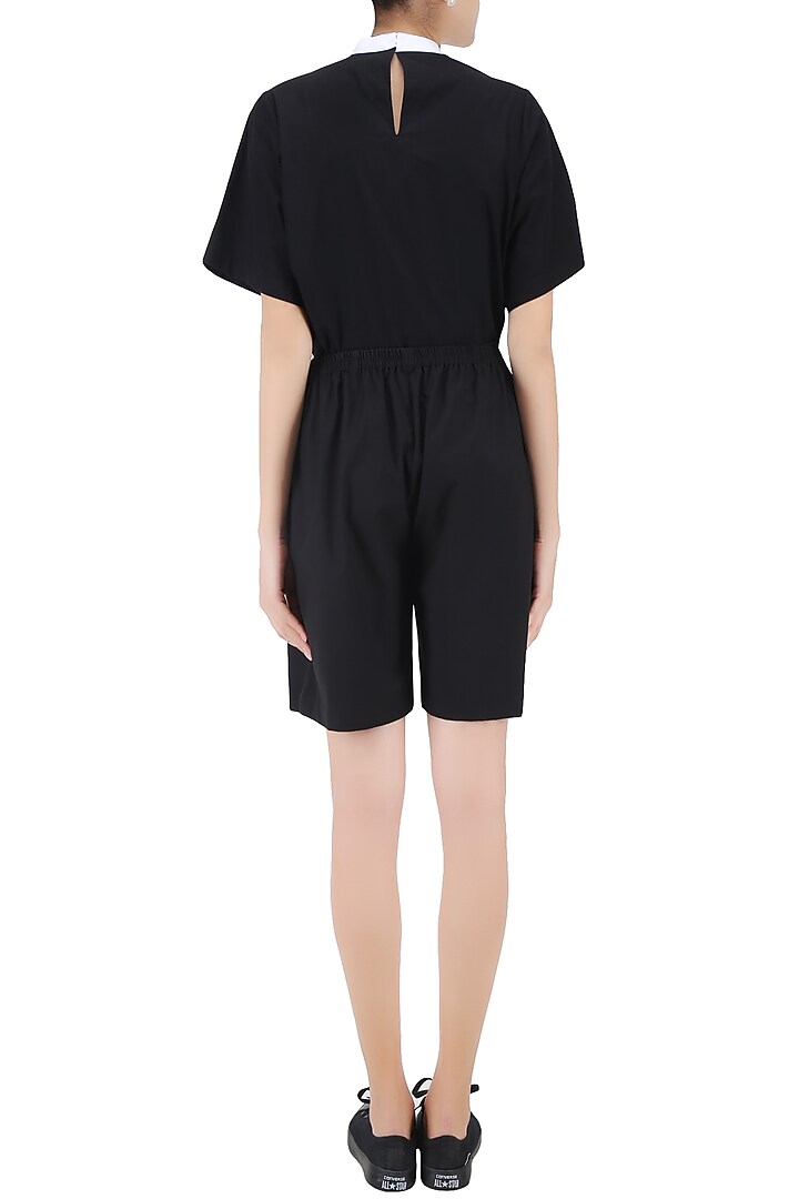 Black elasticated suiting shorts shirt available only at Pernia's Pop Up Shop.