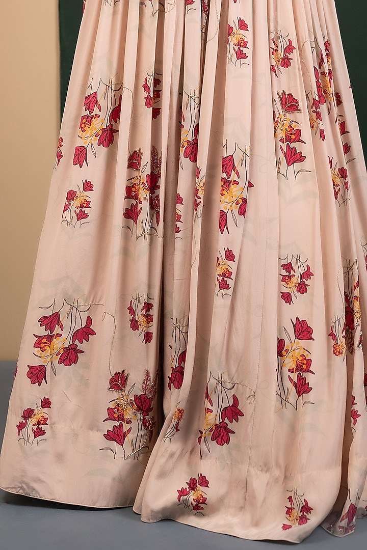 Ivory Crepe Blend Printed Wedding Lehenga Set by House of Astha Bhatt at Pernia's Pop Up Shop