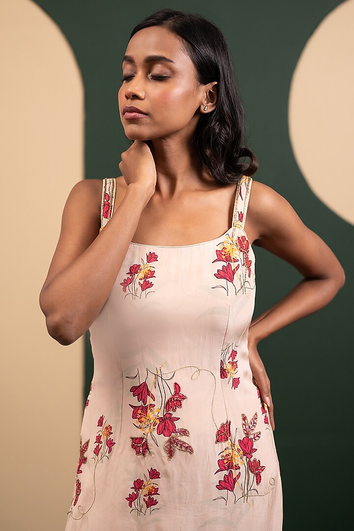 Ivory Georgette Layered Party Wear Sharara Set by House of Astha Bhatt at Pernia's Pop Up Shop