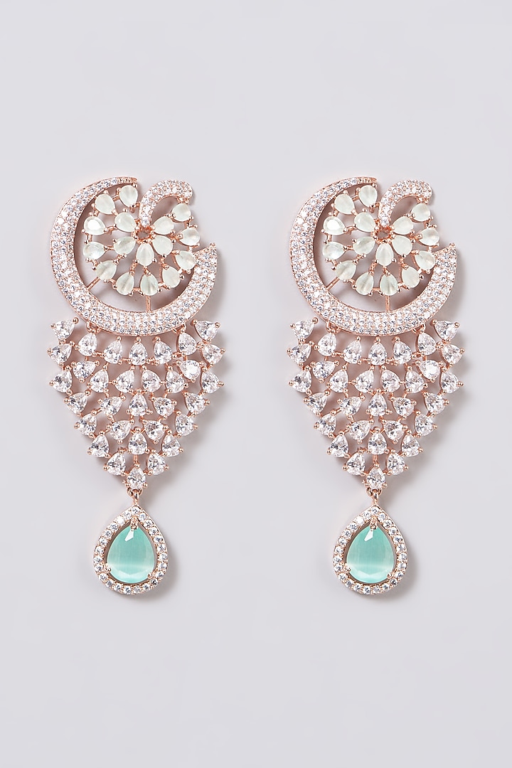 White Finish Zircons Chandbali Earrings by House Of Aesha at Pernia's Pop Up Shop