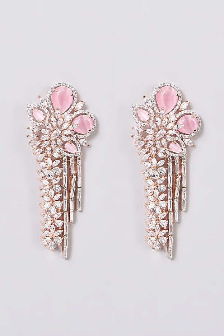 White Finish Zircons Earrings by House Of Aesha at Pernia's Pop Up Shop