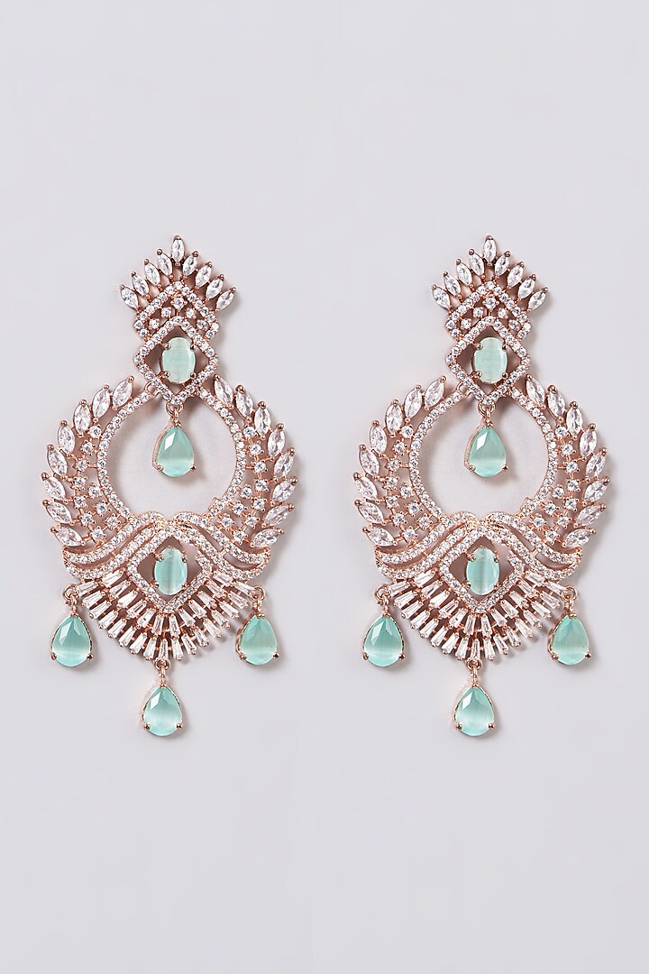 White Finish Zircons Earrings by House Of Aesha at Pernia's Pop Up Shop