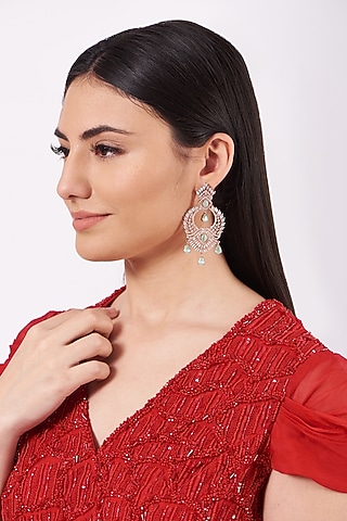 White Finish Zircons Earrings by House Of Aesha