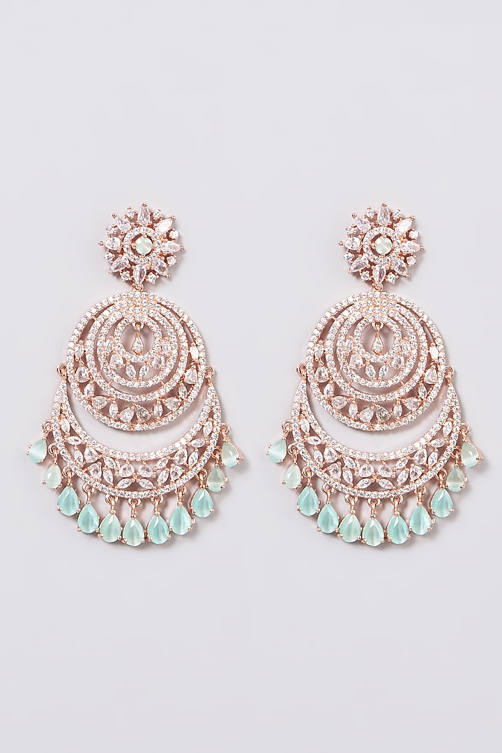 White Finish Earrings With Aqua Drops by House Of Aesha at Pernia's Pop Up Shop