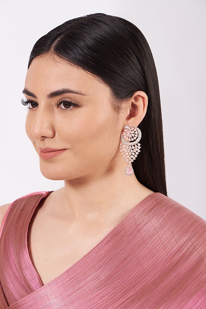 Rose Gold Finish Chandbali Earrings by House Of Aesha