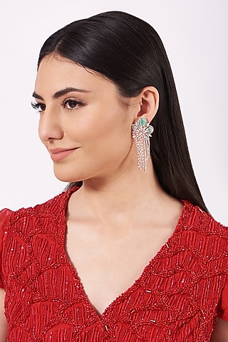 White Finish Mixed Metal Earrings by House Of Aesha
