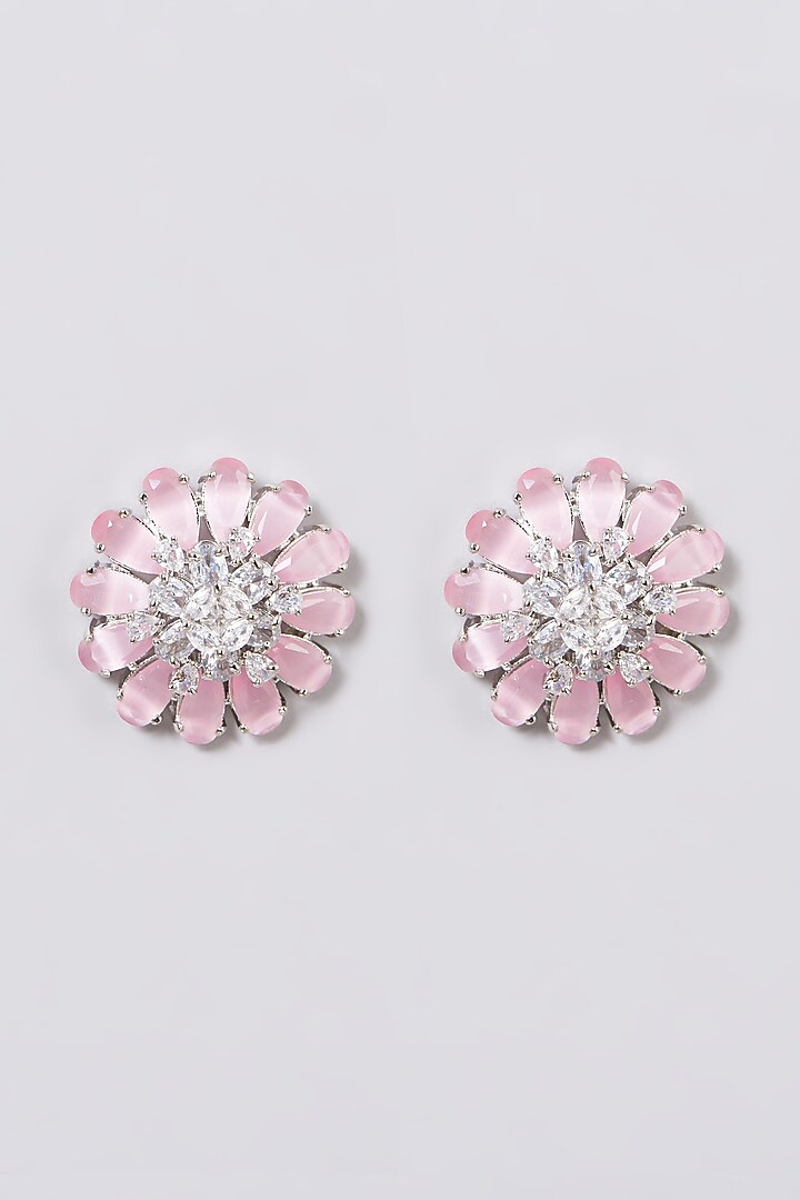 White Finish Floral Stud Earrings by House Of Aesha at Pernia's Pop Up Shop