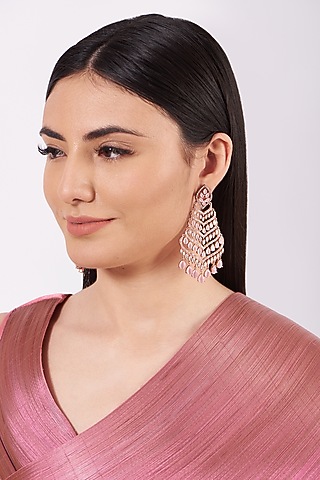 Rose Gold Finish Dangler Earrings by House Of Aesha