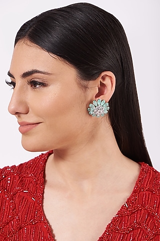 White Finish Floral Earrings by House Of Aesha