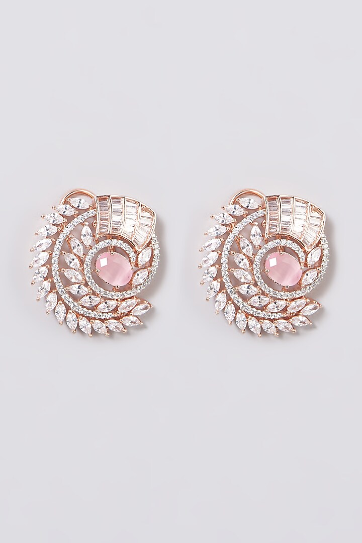 White Finish Synthetic Stone Earrings by House Of Aesha at Pernia's Pop Up Shop