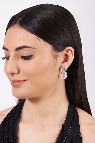 White Finish Cubic Jade Earrings by House Of Aesha