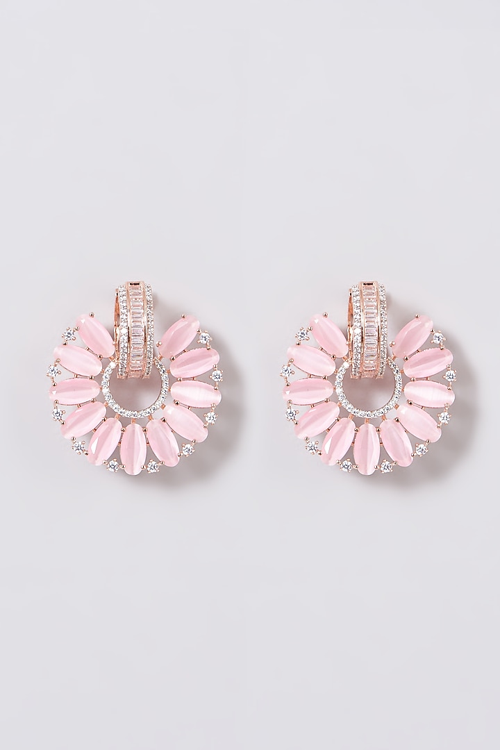 Two Toned Finish Pink Synthetic Stone Earrings by House Of Aesha at Pernia's Pop Up Shop